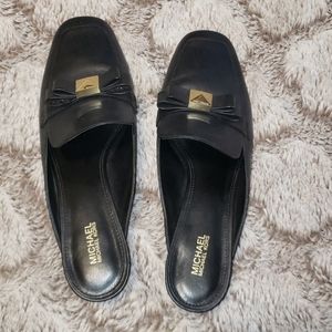 MK black slide loafers